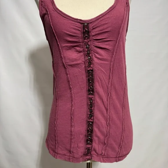 Free People • Tuck Me In Embellished Tank Top Raspberry S ASO Elena Gilbert - Picture 6 of 8